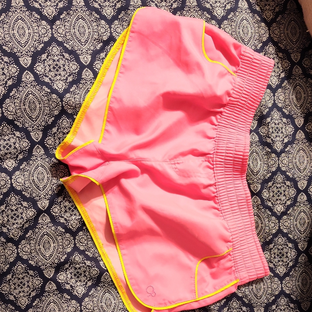 OP Pink and Yellow Women's Athletic Shorts